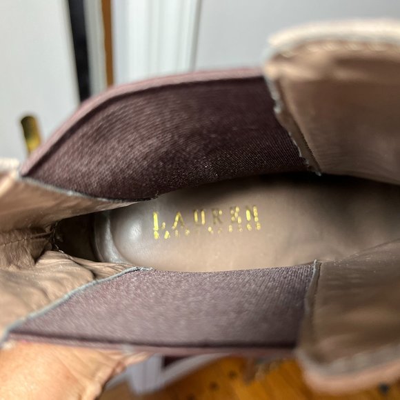 RALPH LAUREN BROWN SUEDE MYLAH CHELSEA PULL ON ANKLE BOOTS W/HEEL - 7.5 - NEW - Picture 9 of 9